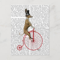 Greyhound on Red Penny Farthing Bike