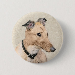 Greyhound Painting - Cute Original Dog Art 2 Inch Round Button