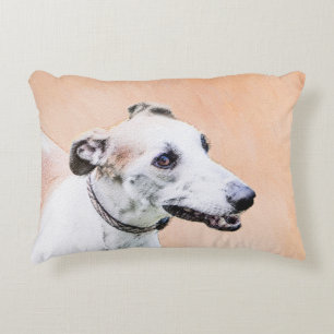Greyhound Painting - Cute Original Dog Art Accent Pillow