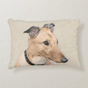 Greyhound Painting - Cute Original Dog Art Accent Pillow