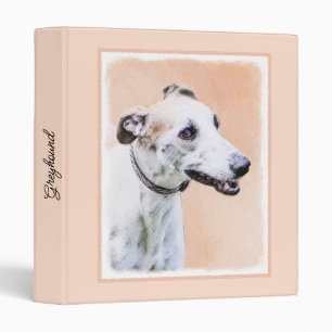 Greyhound Painting - Cute Original Dog Art Binder
