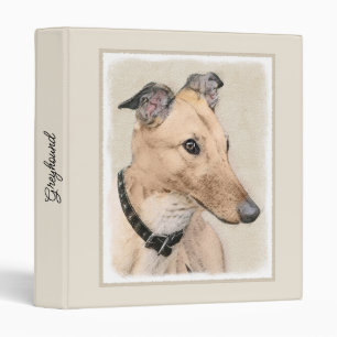 Greyhound Painting - Cute Original Dog Art Binder