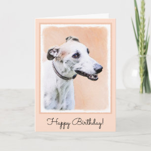Greyhound Painting - Cute Original Dog Art Card