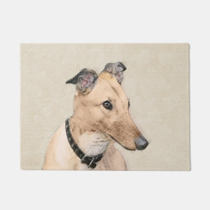 Greyhound Painting - Cute Original Dog Art Doormat