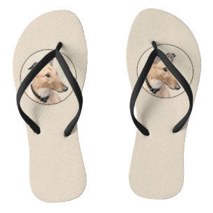 Greyhound Painting - Cute Original Dog Art Flip Flops