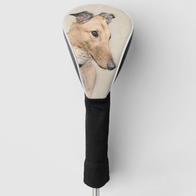 Greyhound Painting - Cute Original Dog Art Golf Head Cover (Front)