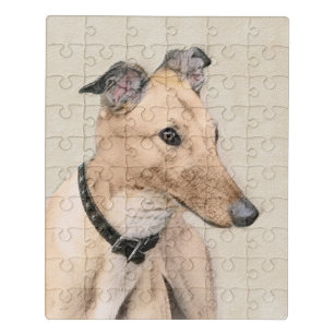 Greyhound Painting - Cute Original Dog Art Jigsaw Puzzle