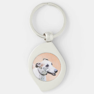 Greyhound Painting - Cute Original Dog Art Keychain