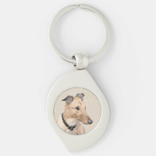 Greyhound Painting - Cute Original Dog Art Keychain