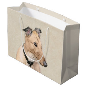 Greyhound Painting - Cute Original Dog Art Large Gift Bag