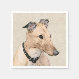 Greyhound Painting - Cute Original Dog Art Napkin