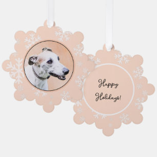 Greyhound Painting - Cute Original Dog Art Ornament Card