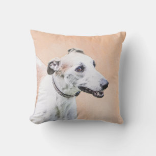 Greyhound Painting - Cute Original Dog Art Outdoor Pillow