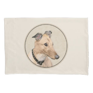 Greyhound Painting - Cute Original Dog Art Pillowcase