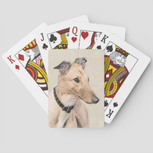 Greyhound Painting - Cute Original Dog Art Playing Cards