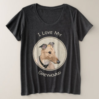 Greyhound Painting - Cute Original Dog Art Plus Size T-Shirt