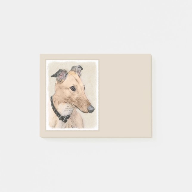 Greyhound Painting - Cute Original Dog Art Post-it Notes (Front)