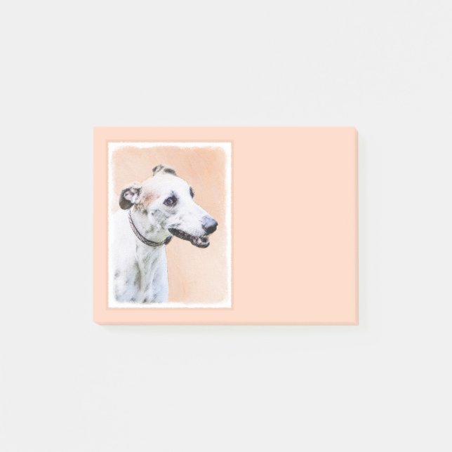 Greyhound Painting - Cute Original Dog Art Post-it Notes (Front)