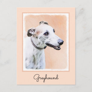 Greyhound Painting - Cute Original Dog Art Postcard