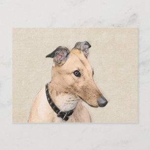 Greyhound Painting - Cute Original Dog Art Postcard