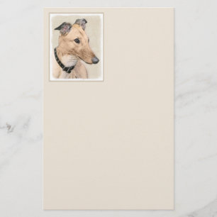 Greyhound Painting - Cute Original Dog Art Stationery