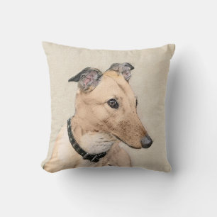 Greyhound Painting - Cute Original Dog Art Throw Pillow
