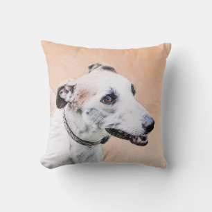 Greyhound Painting - Cute Original Dog Art Throw Pillow