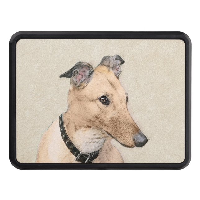 Greyhound Painting - Cute Original Dog Art Trailer Hitch Cover (Front)