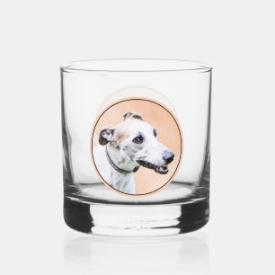 Greyhound Painting - Cute Original Dog Art Whiskey Glass