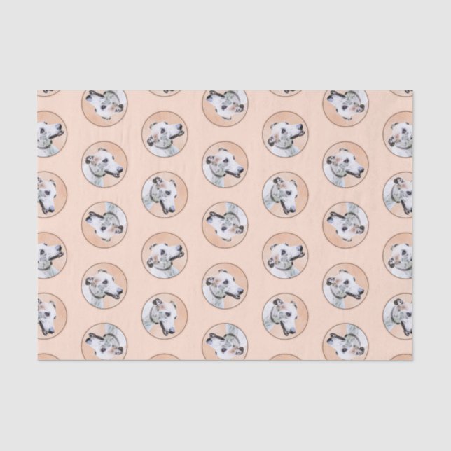 Greyhound Painting Cute Red White Original Dog Art Tissue Paper (Front)