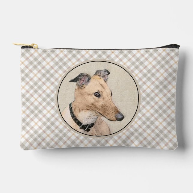 Greyhound Painting Fawn Cute Original Pet Dog Art Accessory Pouch (Front)