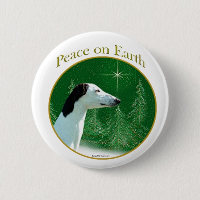 Greyhound Peace 2 Inch Round Button (Front)