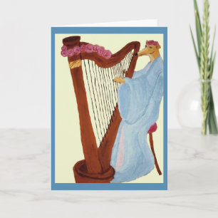 Greyhound Playing a Harp Card