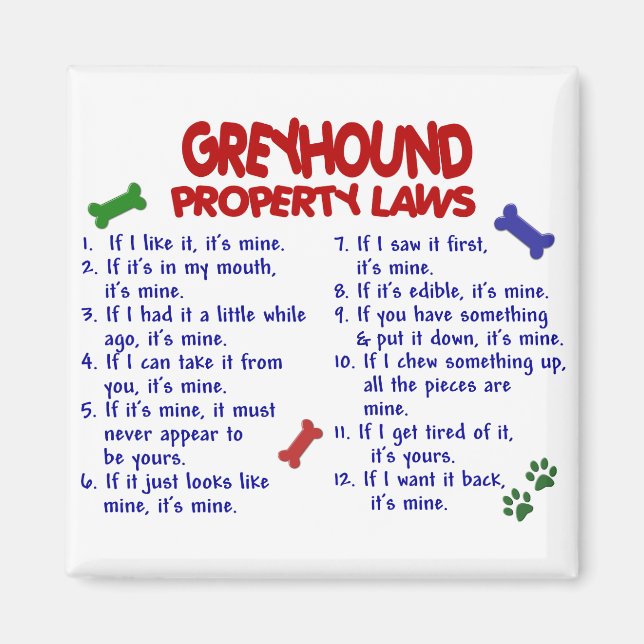 GREYHOUND Property Laws 2 Magnet (Front)