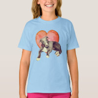 Greyhound Puppy And Pink Heart 