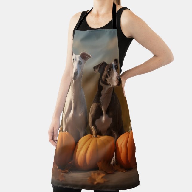 Greyhound Puppy Autumn Delight Pumpkin Apron (Insitu)