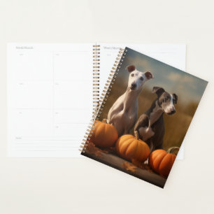 Greyhound Puppy Autumn Delight Pumpkin Planner