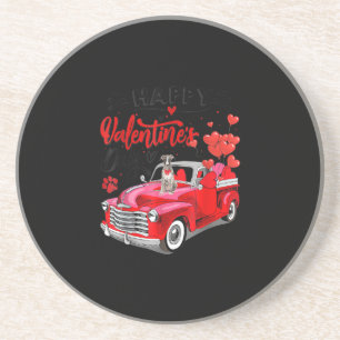 Greyhound Red Truck Valentines Day Funny Dog Gift Coaster