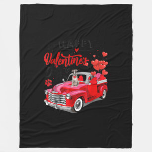 Greyhound Red Truck Valentines Day Funny Dog Gift Fleece Blanket