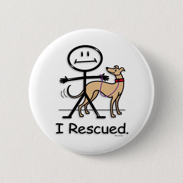 Greyhound Rescue 2 Inch Round Button (Front)