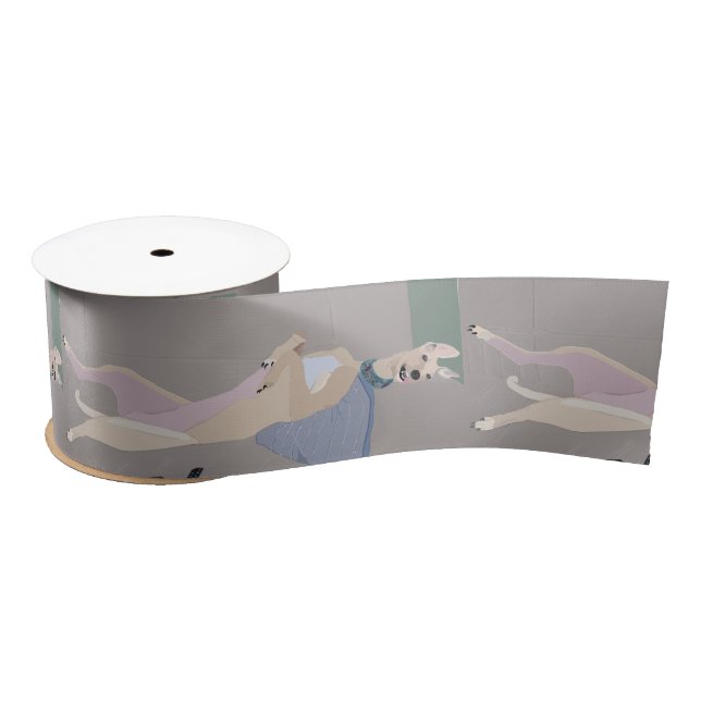 Greyhound  Ribbon 3.0" & Matching Gift Wrap (Sep.) Satin Ribbon (Spool)