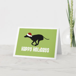 Greyhound Santa Hat Holiday Card