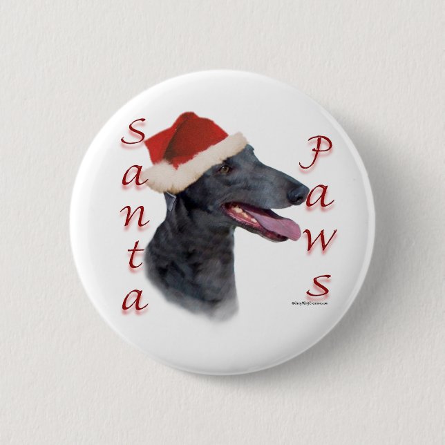 Greyhound Santa Paws 2 Inch Round Button (Front)