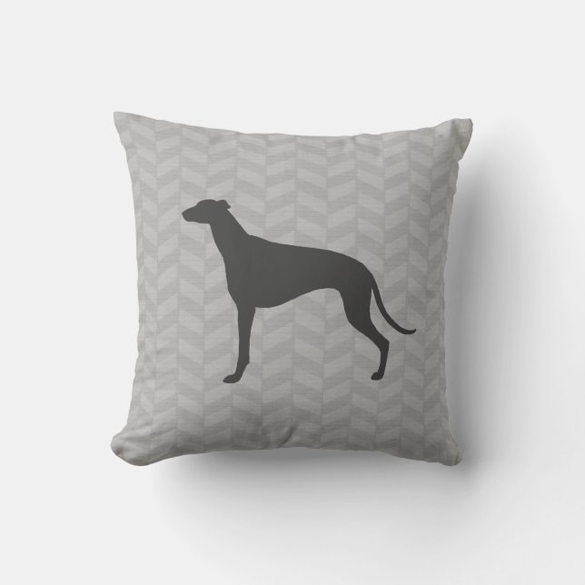 Greyhound Silhouette Throw Pillow (Front)