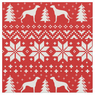 Greyhound Silhouettes Christmas Pattern Fabric