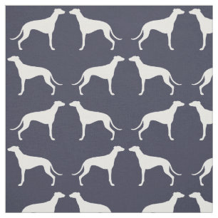 Greyhound Silhouettes Pattern Midnight Blue Fabric