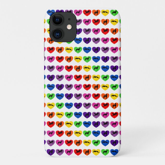 Greyhound Silhouettes Rainbow Hearts Case-Mate iPhone Case (Back)