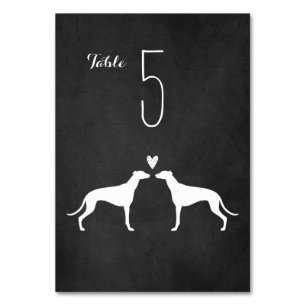 Greyhound Silhouettes Wedding Reception Table Card