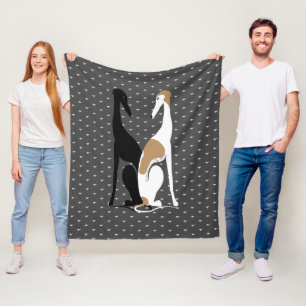 Greyhound Sisters Illustration Fleece Blanket