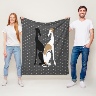 Greyhound Sisters Illustration Fleece Blanket